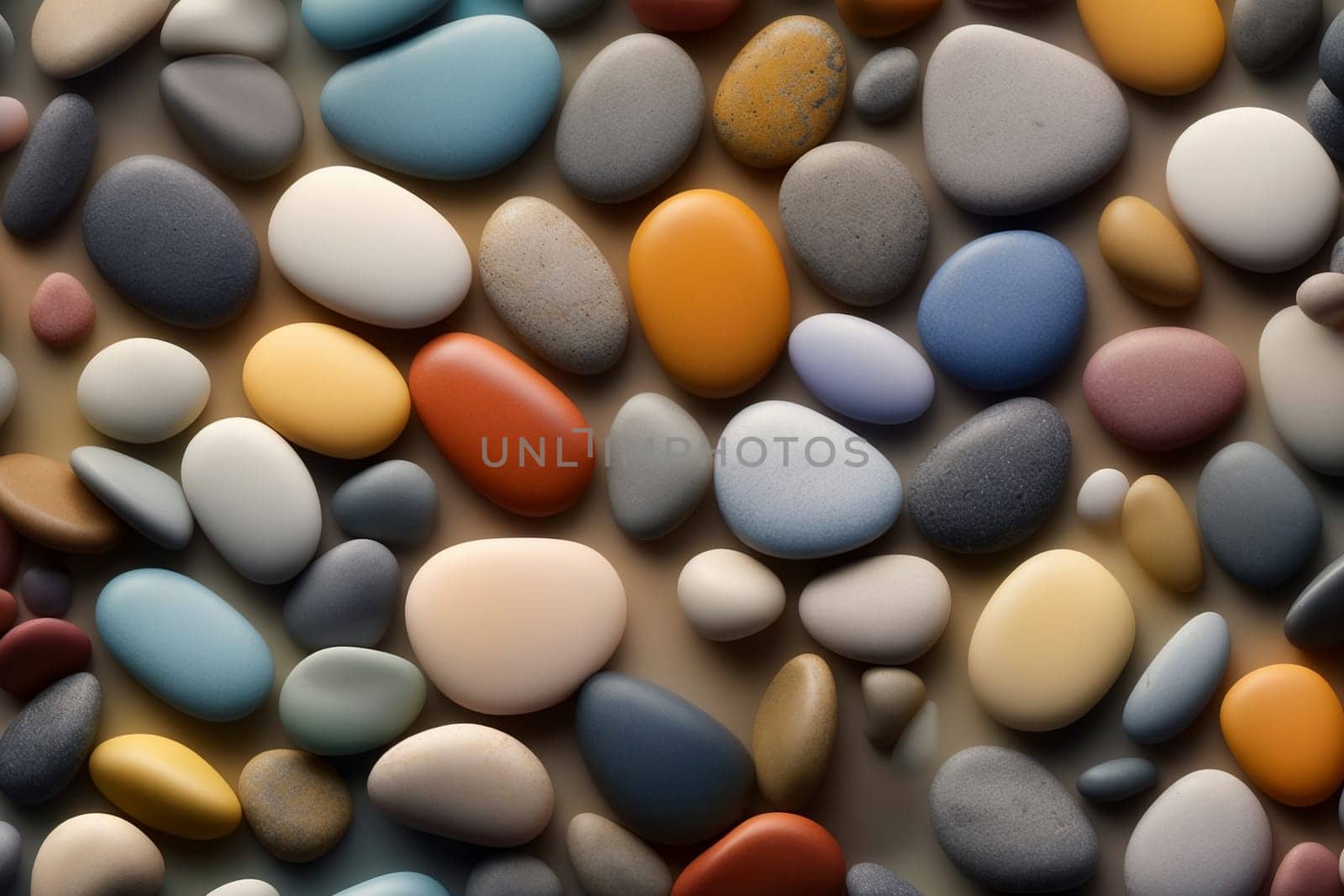light background of multi-colored pebbles in light pastel colors .