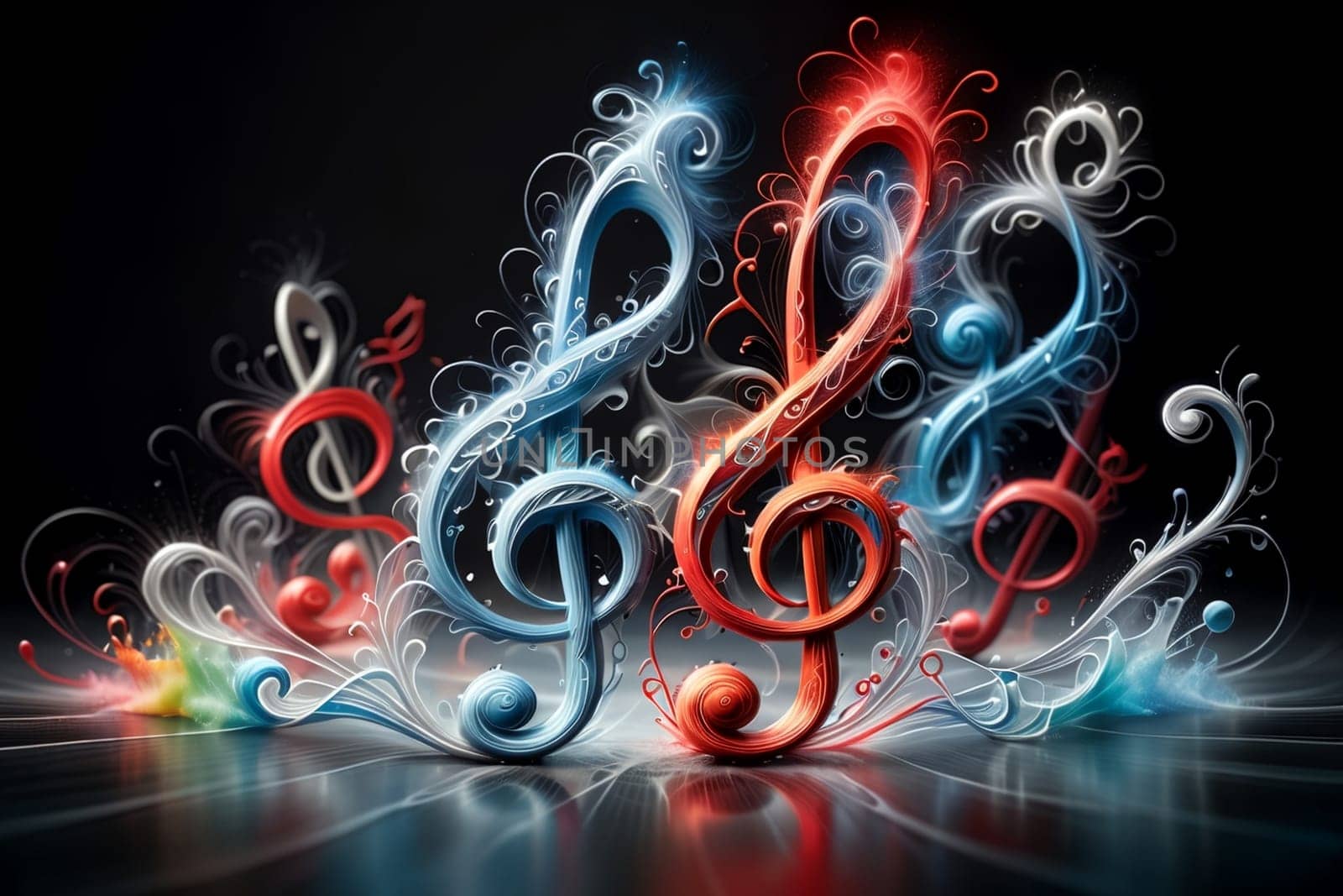 abstract musical background with musical treble clef and notes by Rawlik