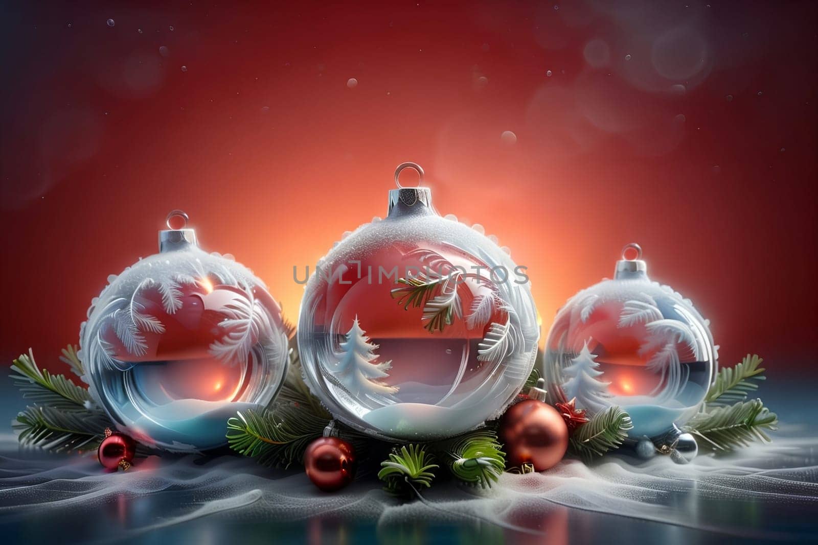 New Year greeting card with New Year balls .