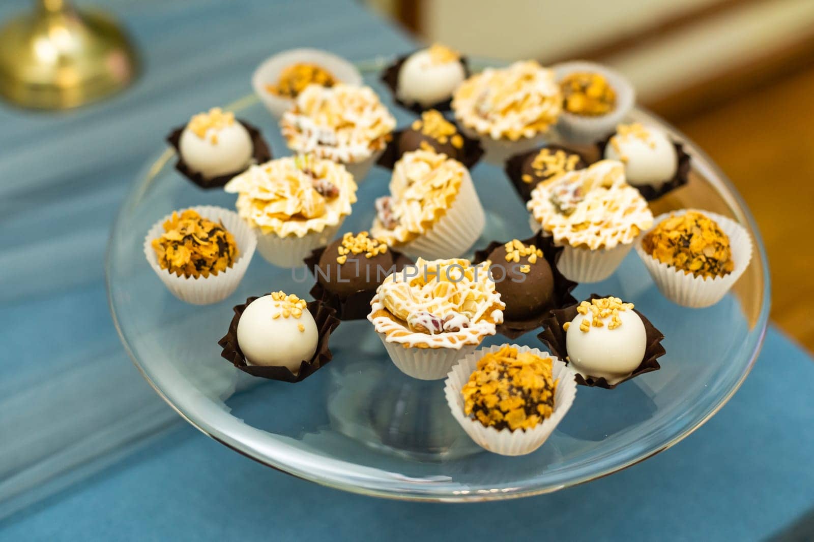 Table with sweets prepared for party.