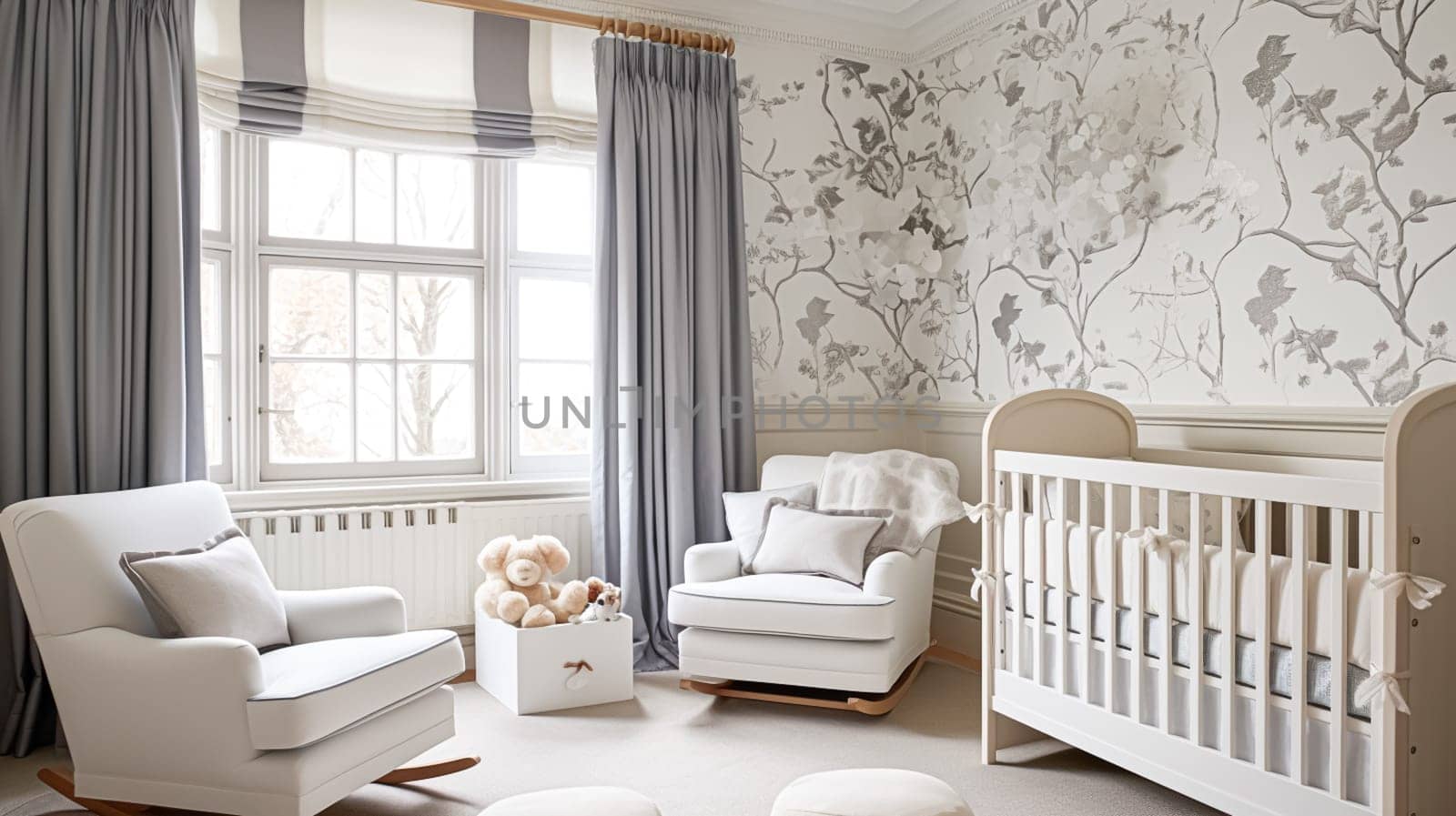 Baby room decor and interior design inspiration in beautiful English countryside style cottage