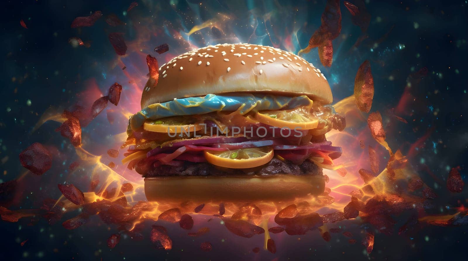 A beautiful image of a hamburger with lemon. by ThemesS