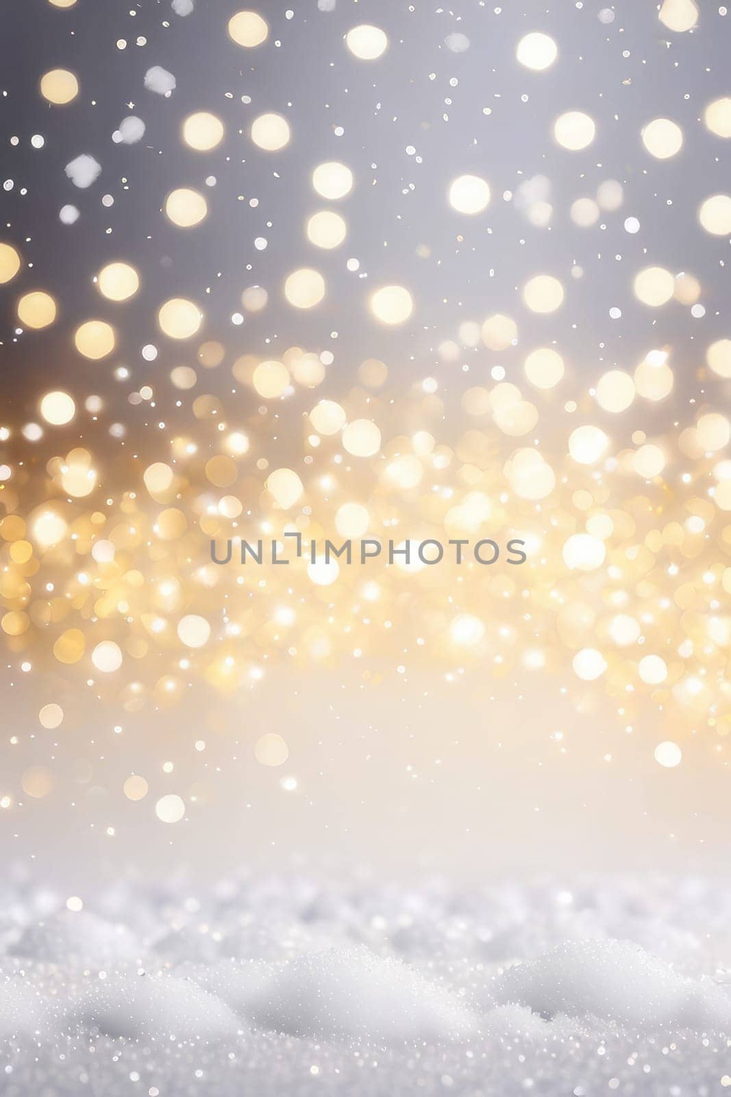 Snowy realistic background with bokeh, winter holiday concept