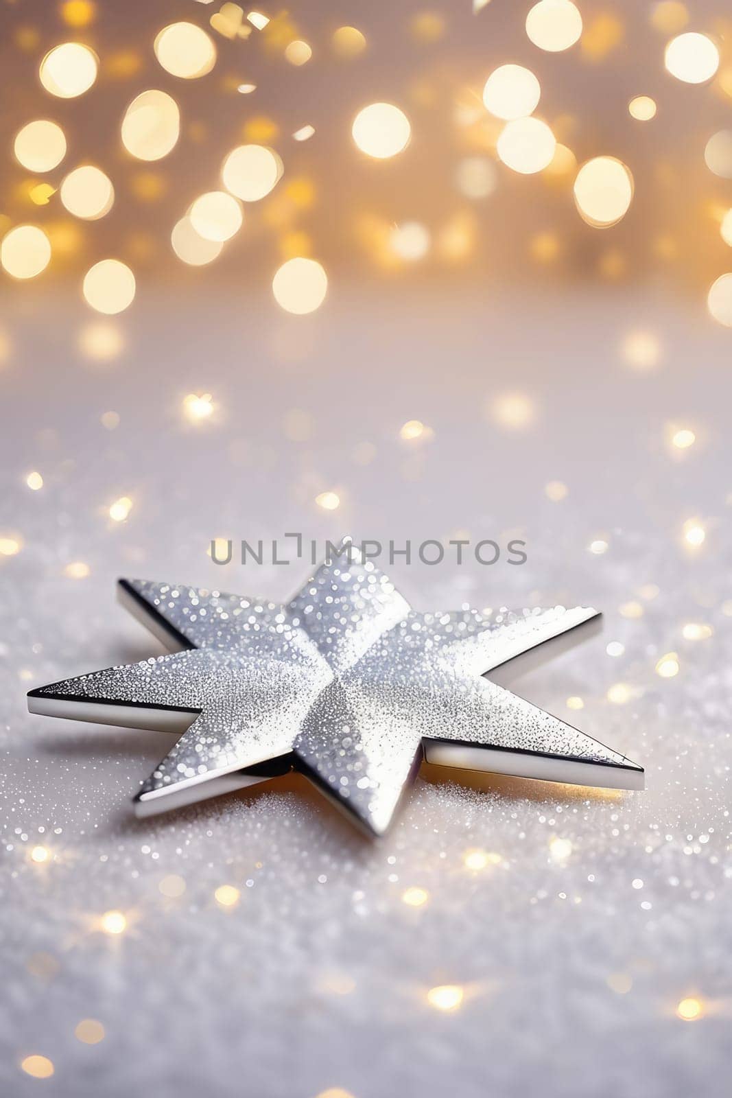 Snowy realistic background with bokeh, winter holiday concept