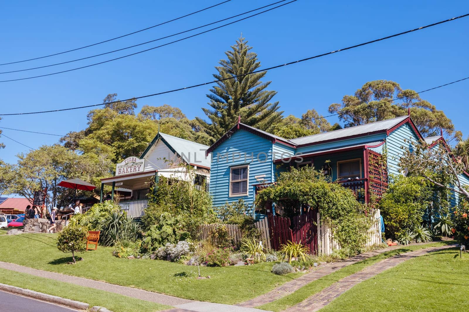 CENTRAL TILBA, AUSTRALIA - MARCH 30 2024: Central Tilba on Bate St in its idyllic setting near Narooma in New South Wales, Australia