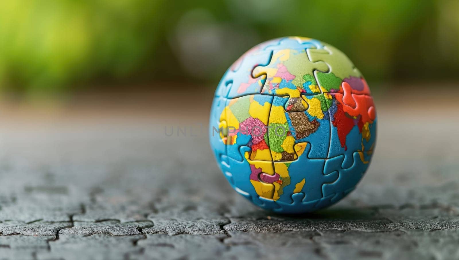 Colorful Puzzle Globe on Cracked Surface