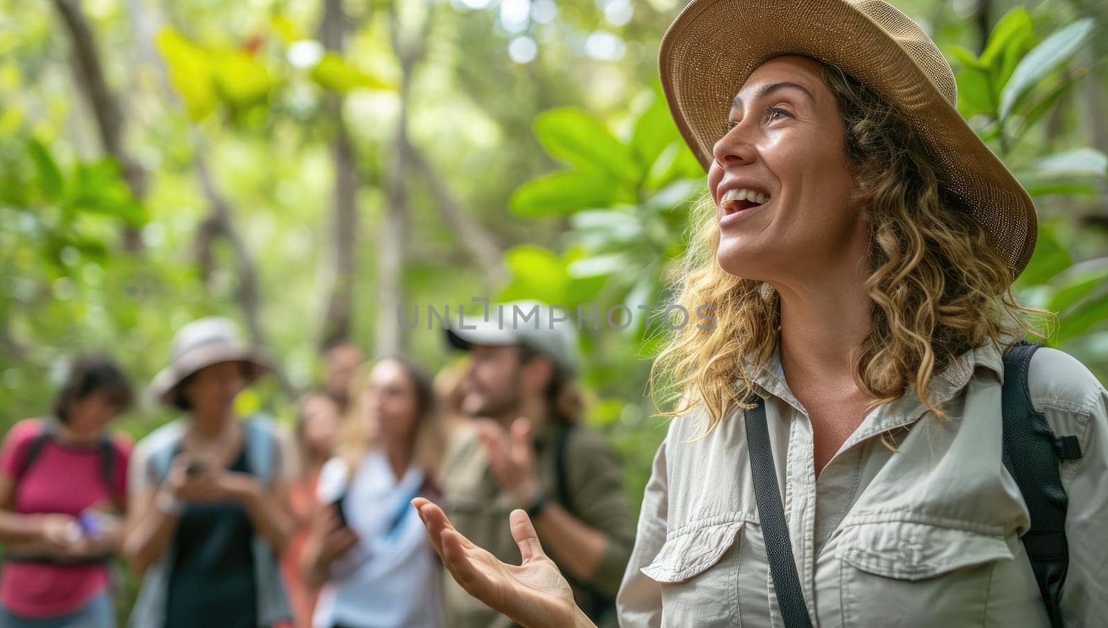 Group of explorers in the jungle