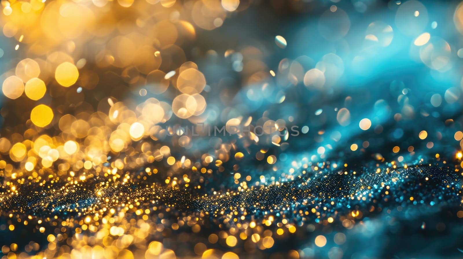 The abstract picture of the glittering blue gold particle that has been captured but it has blurred background with sparkling dust and shiny bright effect that has been filled in this picture. AIGX01.