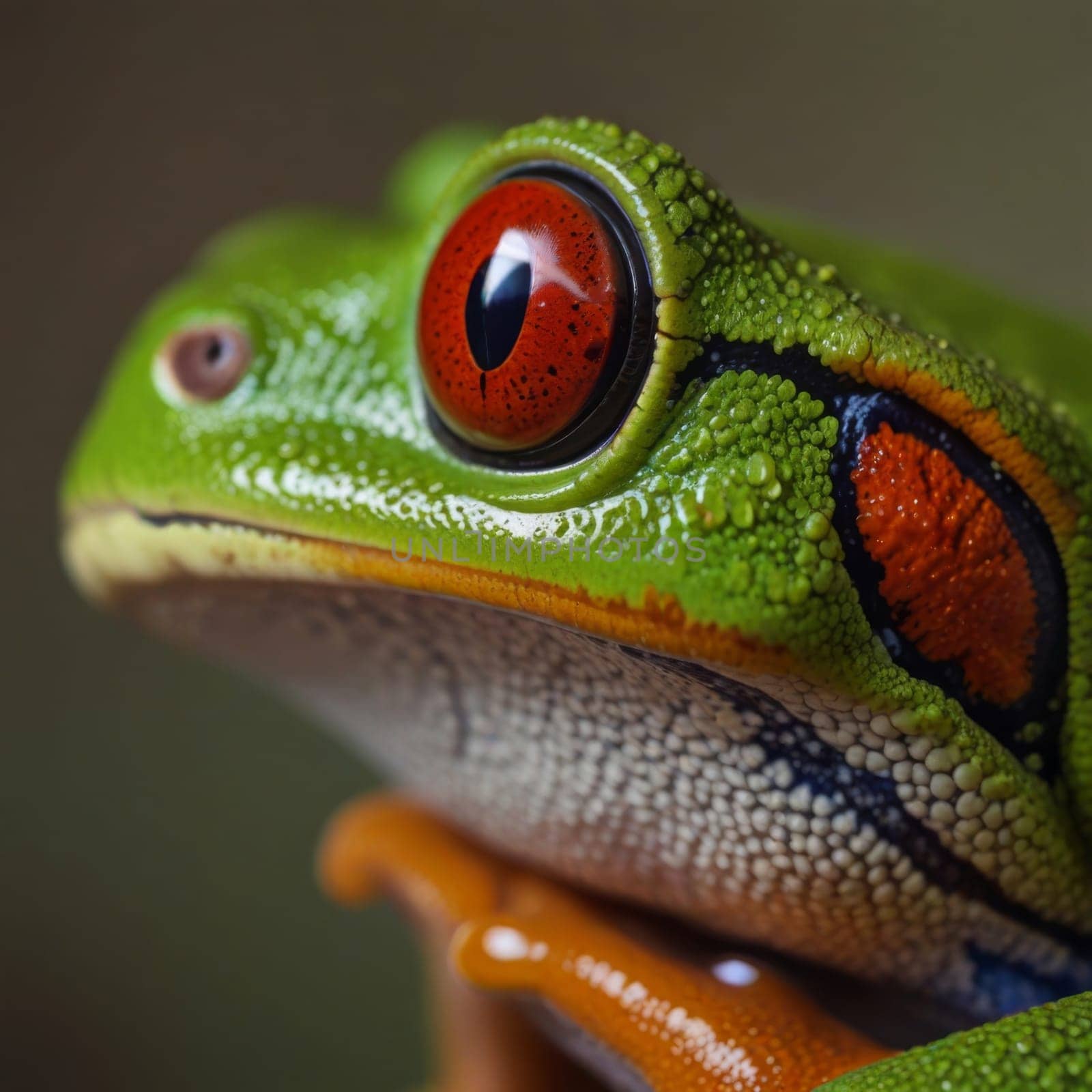 Red-eyed tree frog in vivid detail. Close-up. Generative AI by Yurii73