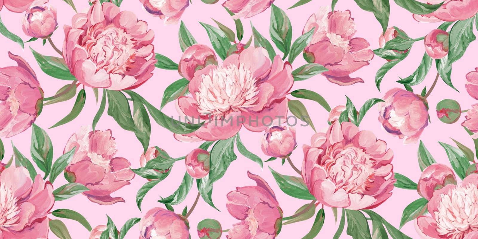 Spring seamless pattern with rose flowers and sakura blossoms for delicate home design by MarinaVoyush