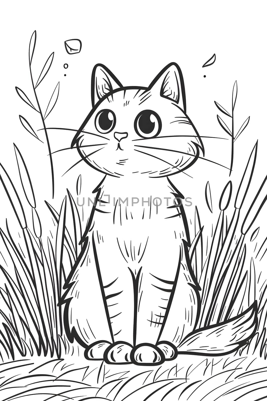 Cartoon image of a Felidae with a carnivorous gesture in the grass by Nadtochiy