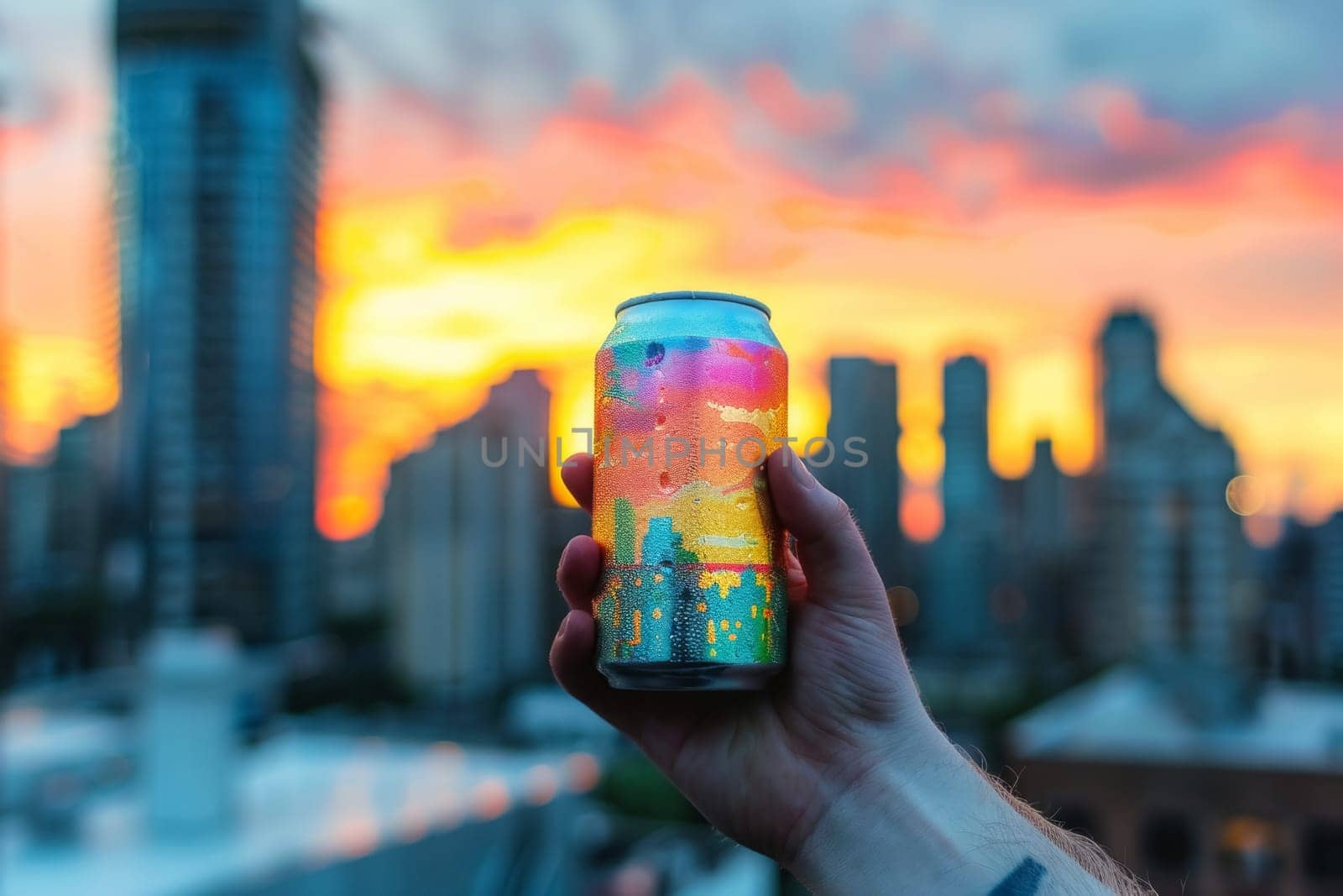 Craft Beer Can at Sunset by andreyz