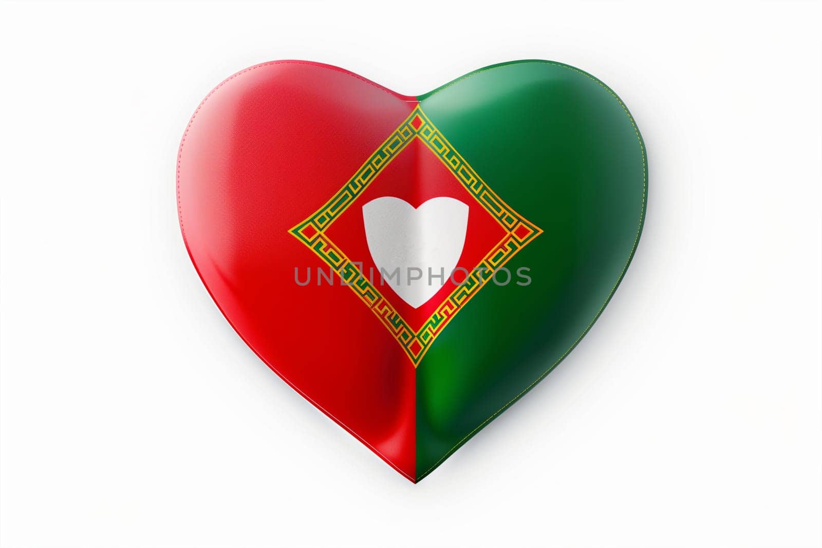 A heart shaped object with a flag of Portugal on it, symbolizing Portugal Day celebrations.