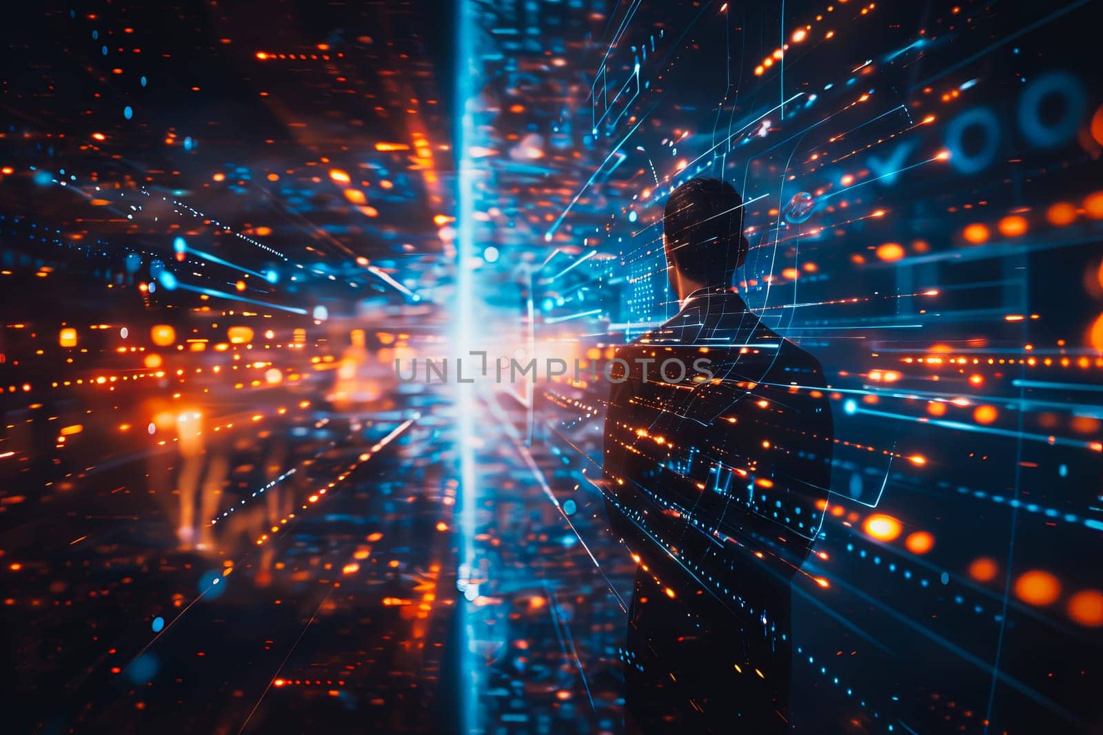 Futuristic business technology information in abstract style by Manastrong