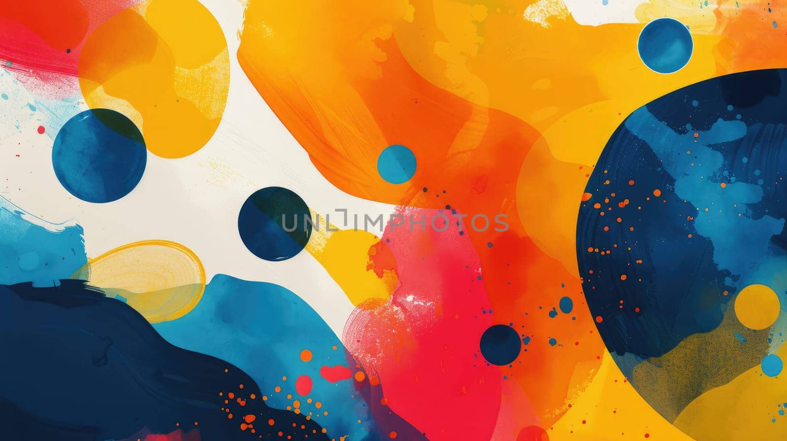 Abstract painting with bright colors and a splash of paint. AIG51A.