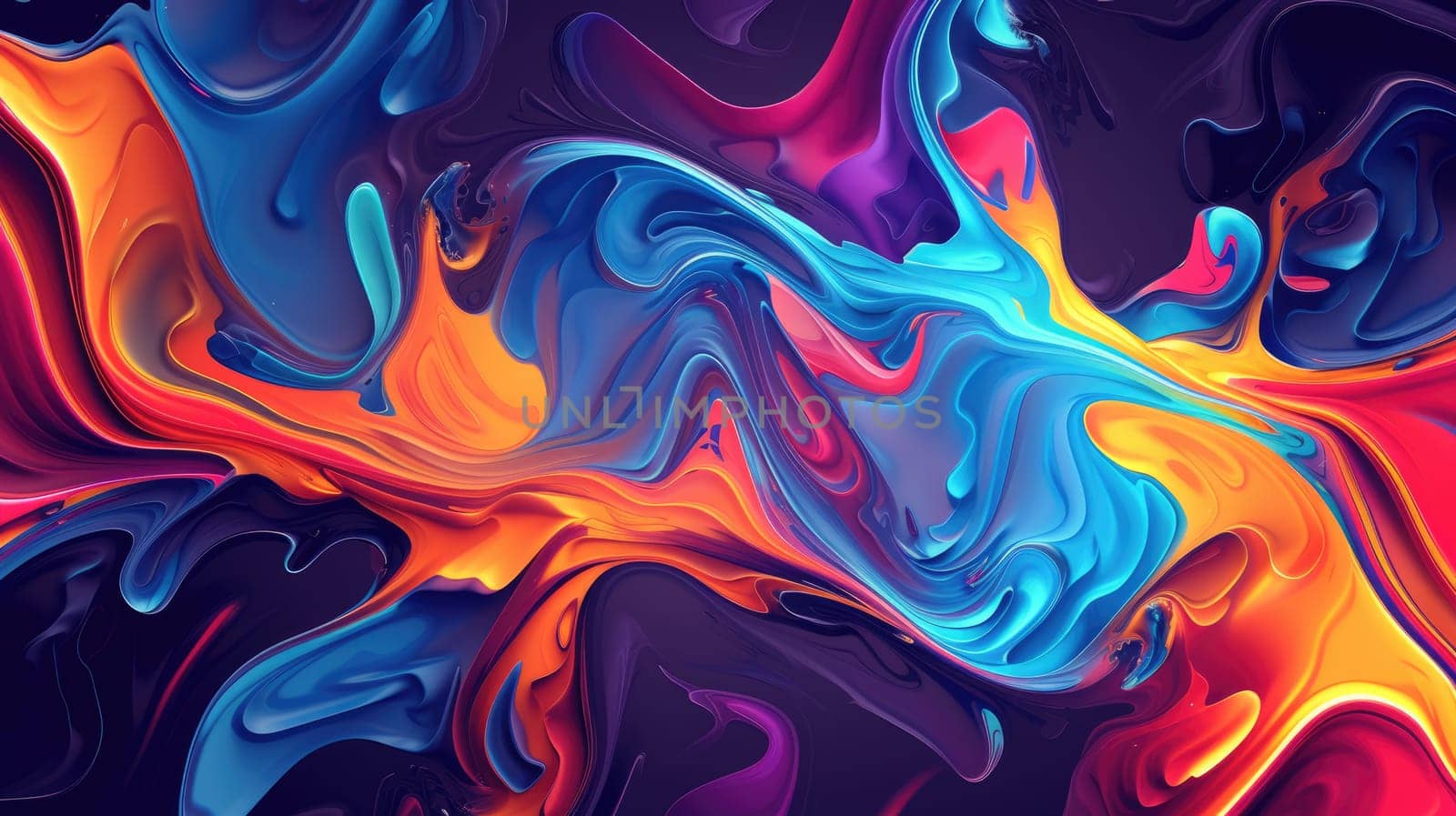 Abstract picture of painting was painted with vibrant watercolor paint brush. Artwork of vibrant picture with colorful splatter painted in paper with pink yellow purple in contrast colors. AIG42.