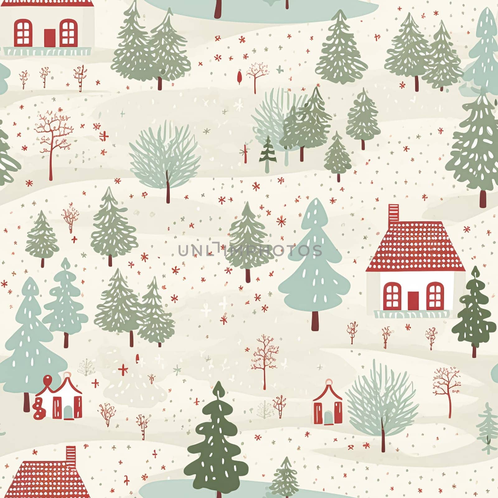 Seamless pattern, tileable Christmas holiday country dots print, English countryside cottage for wallpaper, wrapping paper, scrapbook, fabric and product design by Anneleven