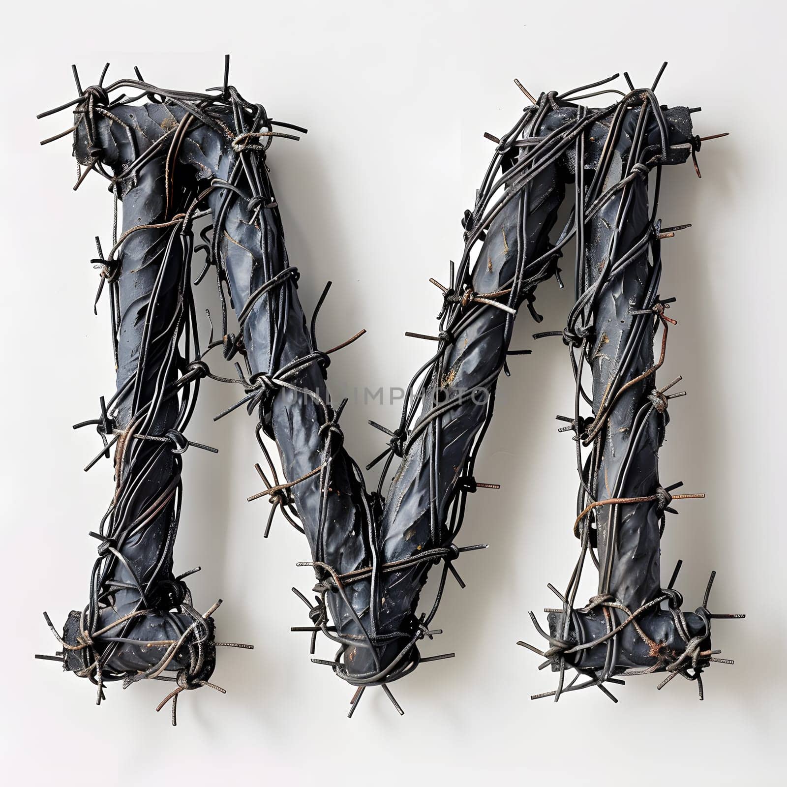 the letter m is made out of barbed wire by Nadtochiy