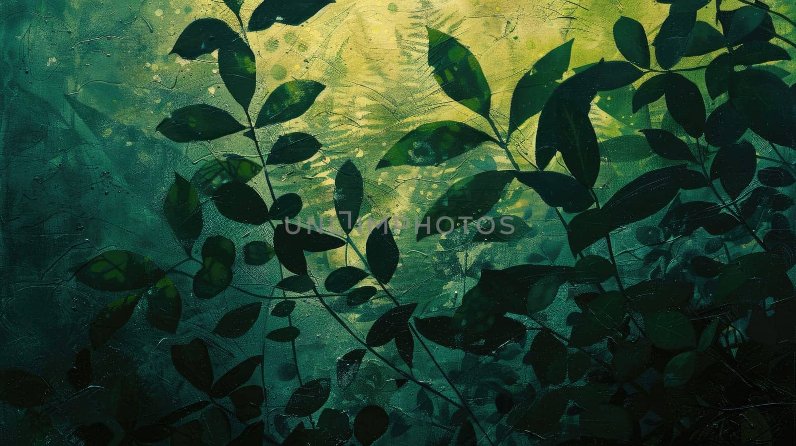 The sunlight filters through the conifer trees in the forest, painting a stunning landscape with evergreen foliage and freezing water shimmering on the grass and twigs AIG50