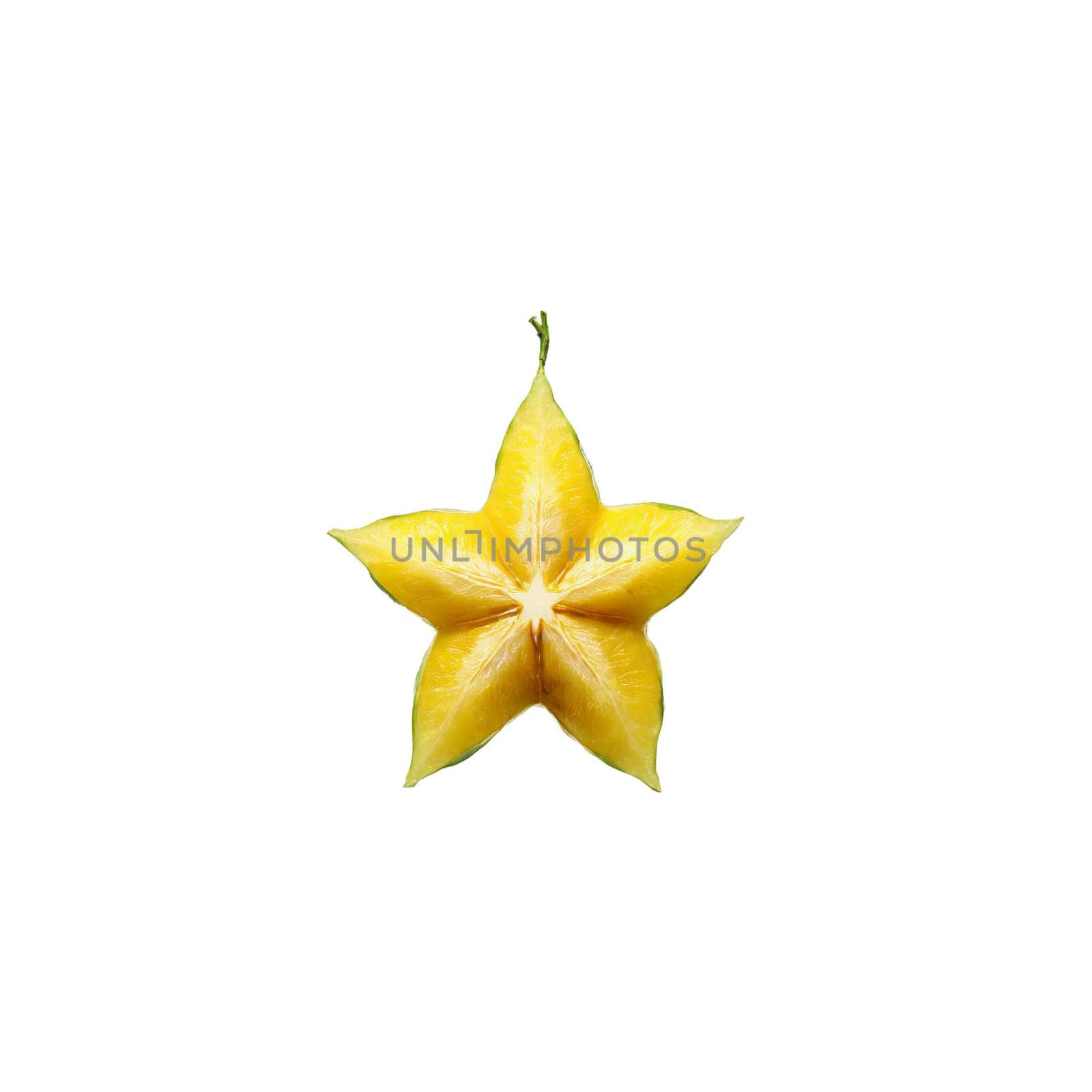 Starfruit with sliced rounds and star shape exposed in levitation Food and culinary concept by panophotograph