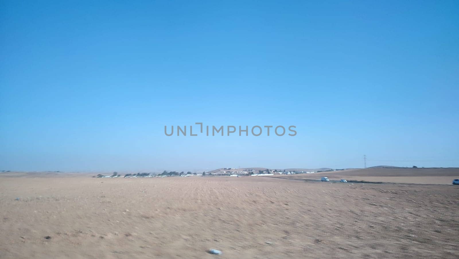 blue sky and earth sand desert. High quality photo