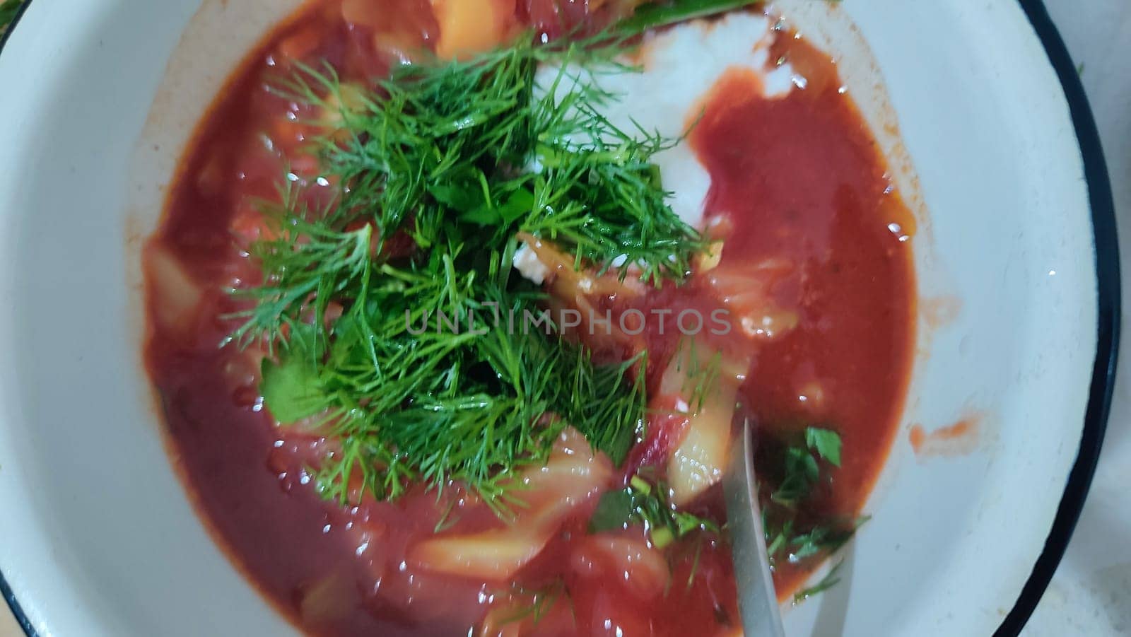 red borscht soup with parsley, food lunch cooking by Ply