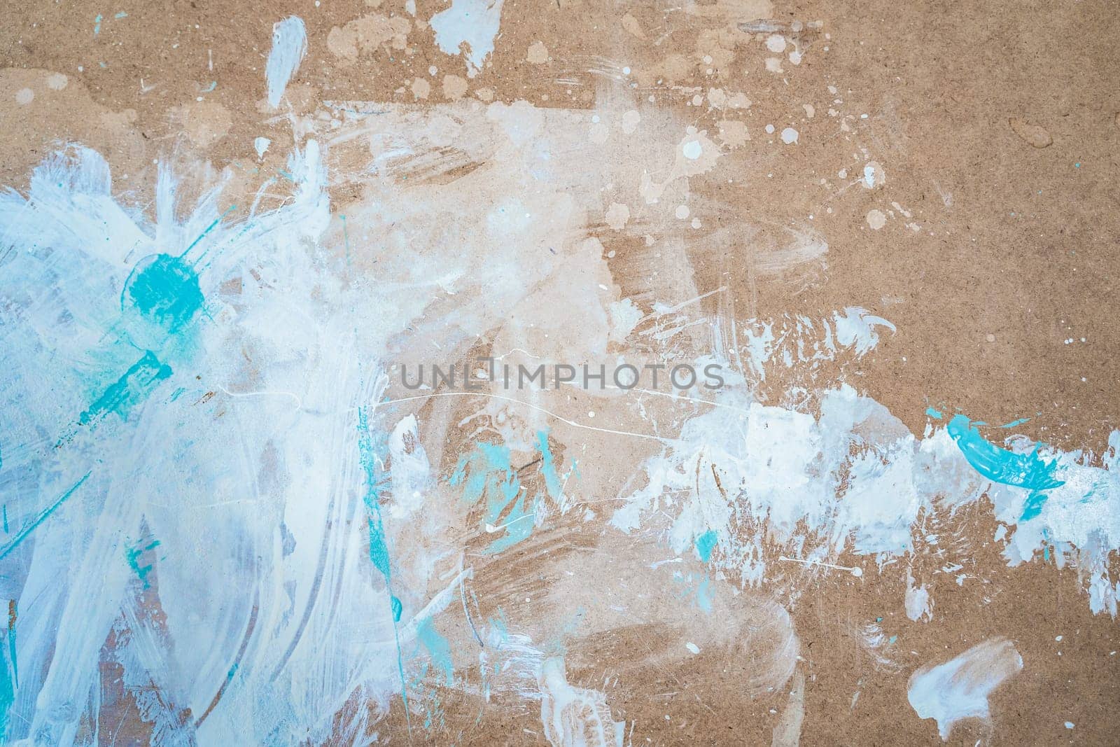 White and blue painted wood texture seamless rusty grunge background. Scratched white paint on planks. Copy-space for text. by PaulCarr