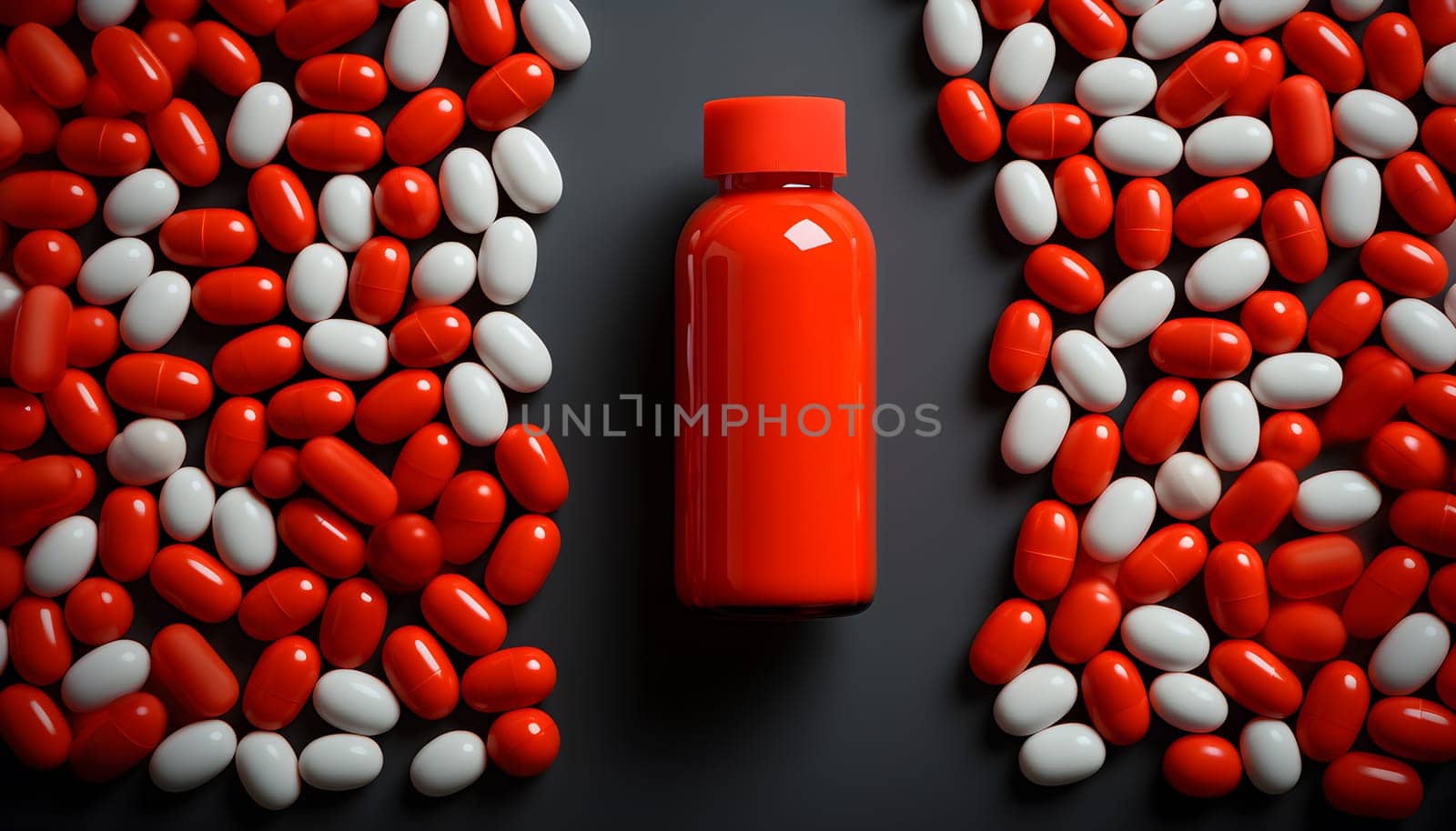 White pills on blue background by Nadtochiy