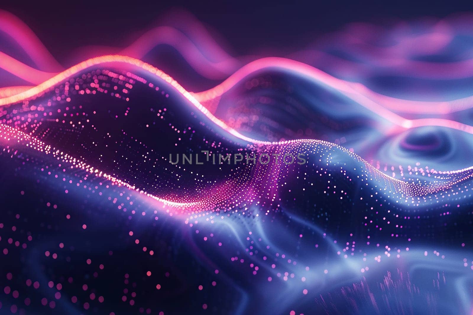 Abstract background with an image of a neon sound wave in the dark.