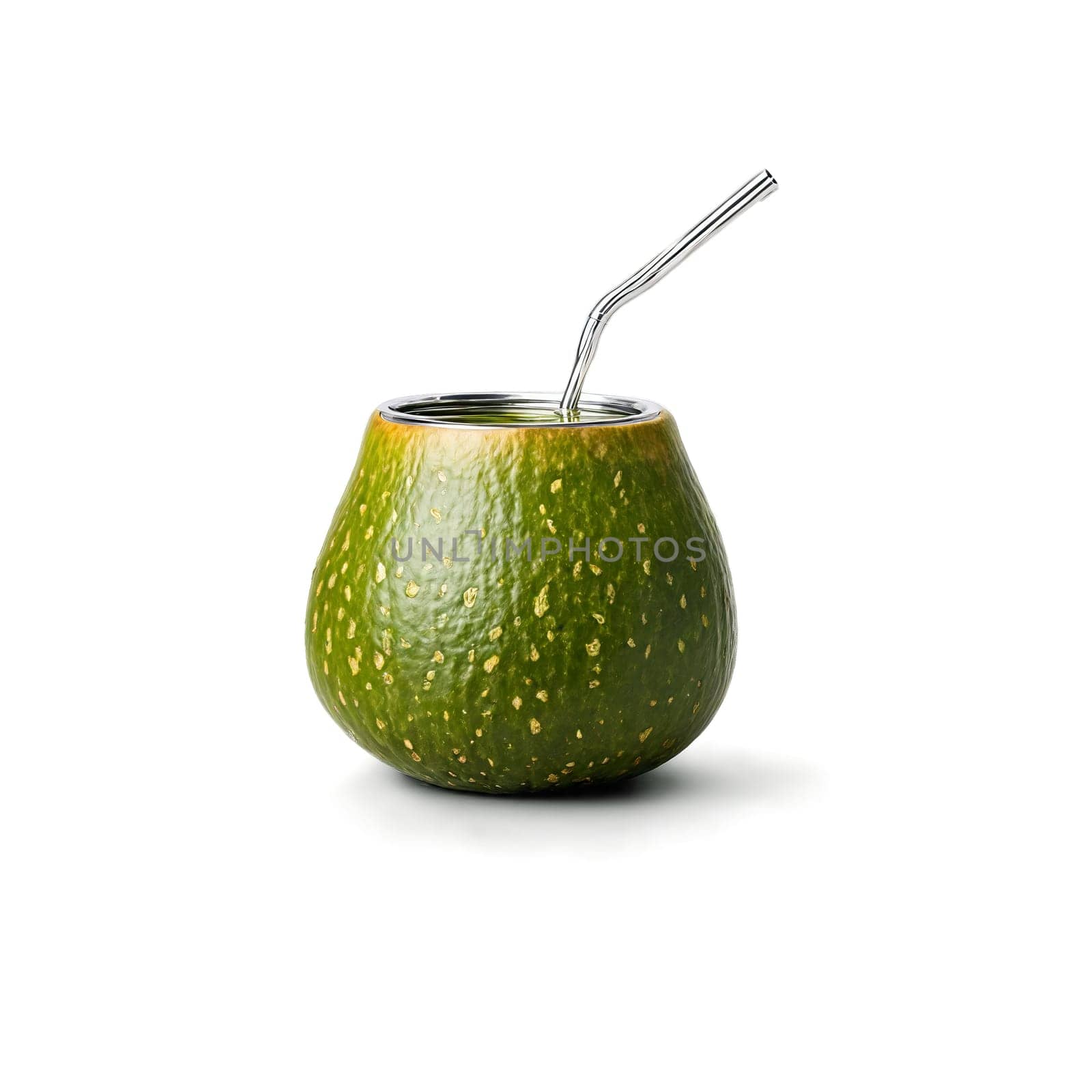 Yerba mate gourd natural and organic with a metal straw one empty and one filled by panophotograph