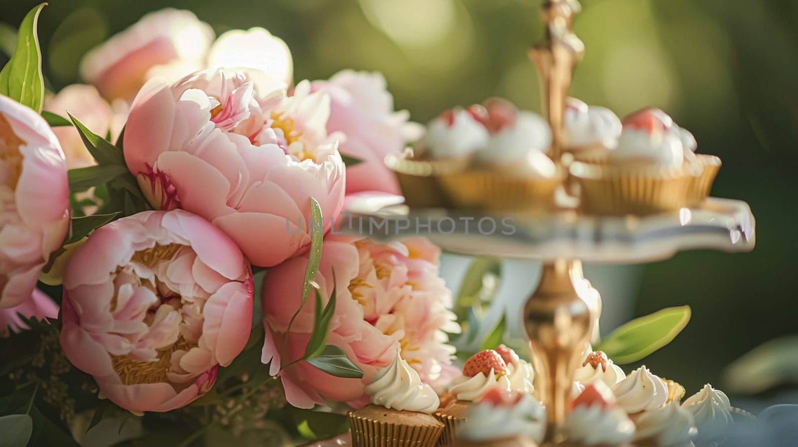 Wedding decoration with peonies, floral decor and event celebration, peony flowers and wedding ceremony in the garden, English country style