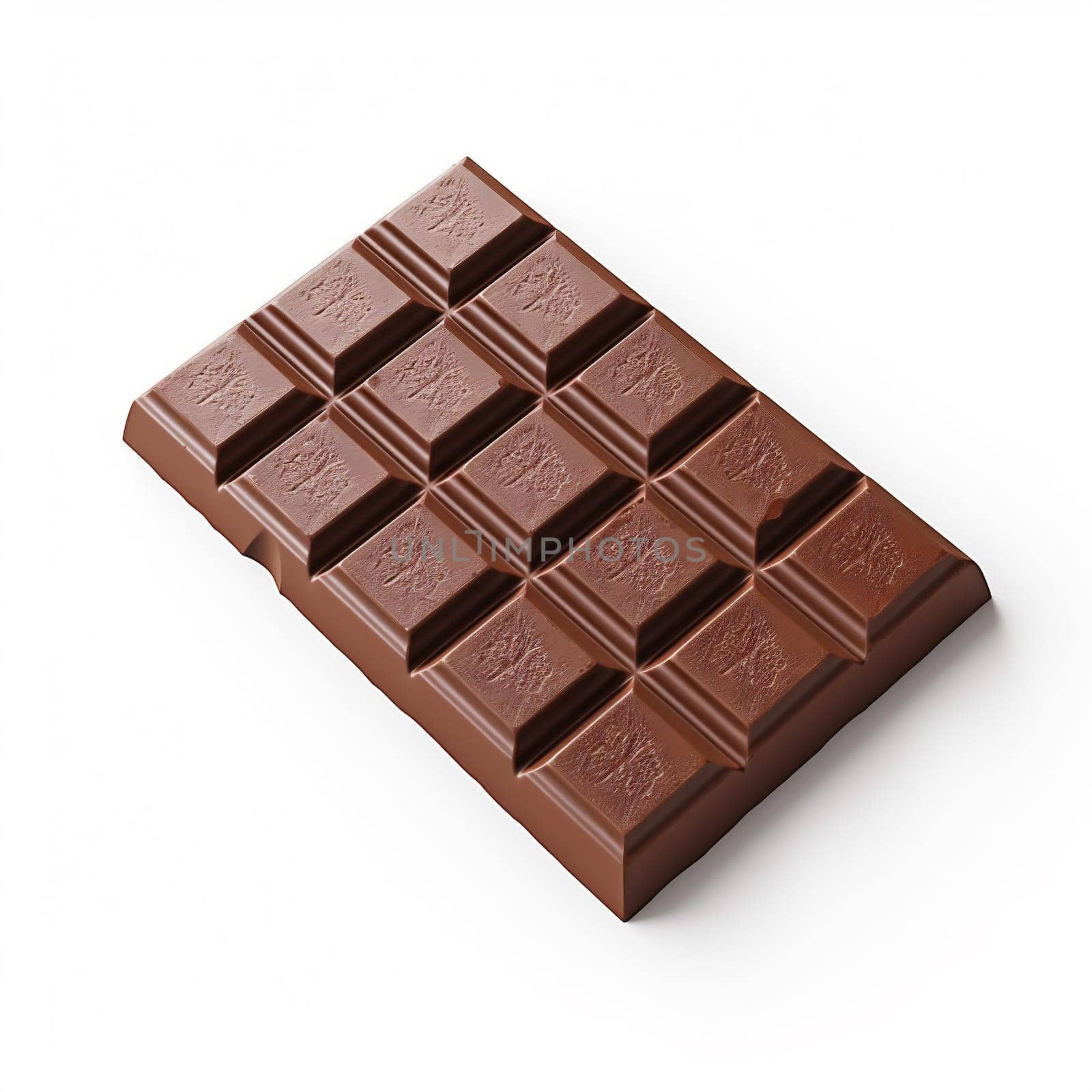 Milk Chocolate Bar Isolated on White Background. Top View.