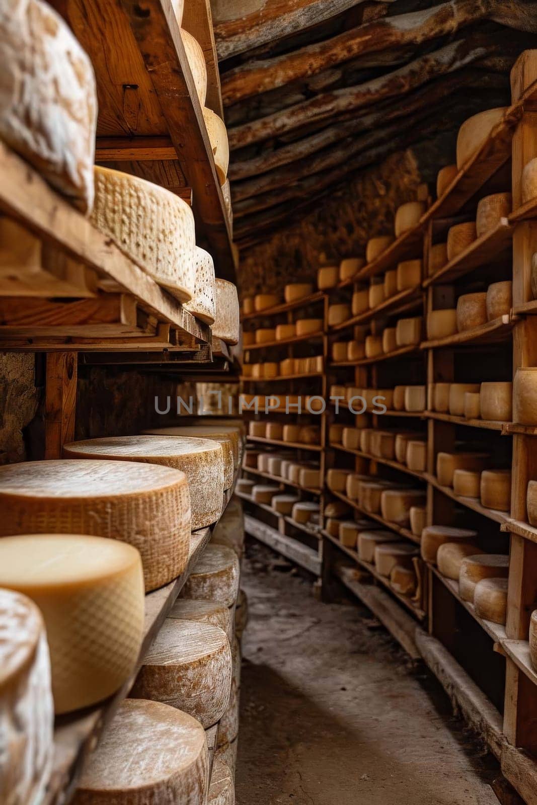 The cheese matures in the cellar. Selective focus. by mila1784