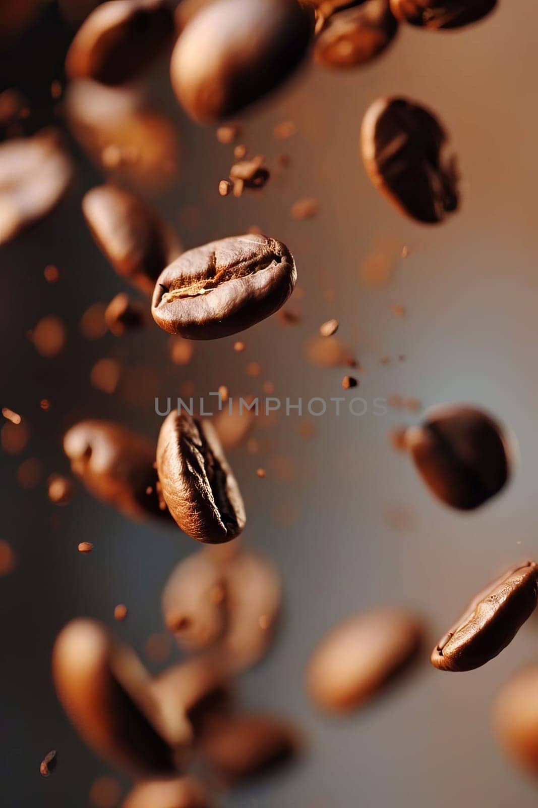 Coffee beans splash fresh. Selective focus. Drink.