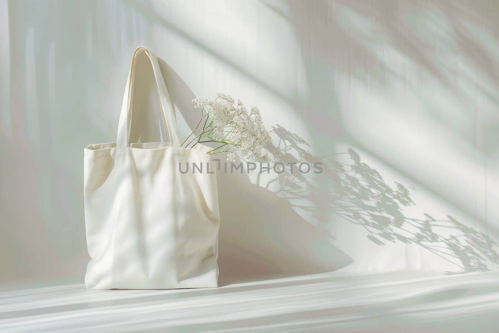 Blank canvas tote bag mockup in white eco friendly design with copy space, Mock up white tote bag.
