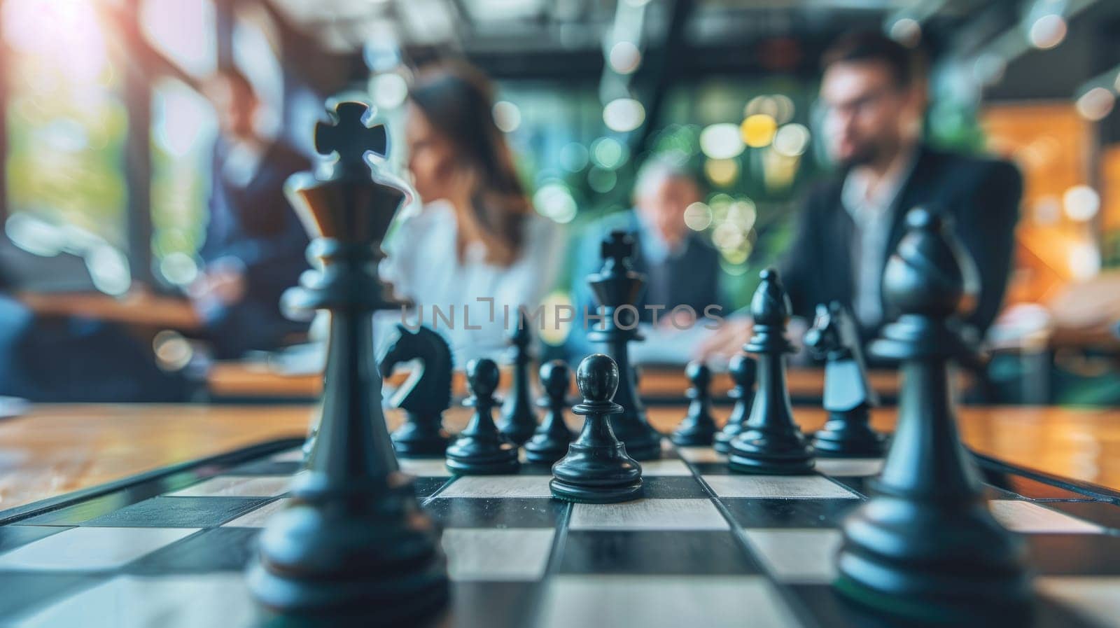 A close up of a chess board with a man in a suit, Business strategy and creative concept by nijieimu