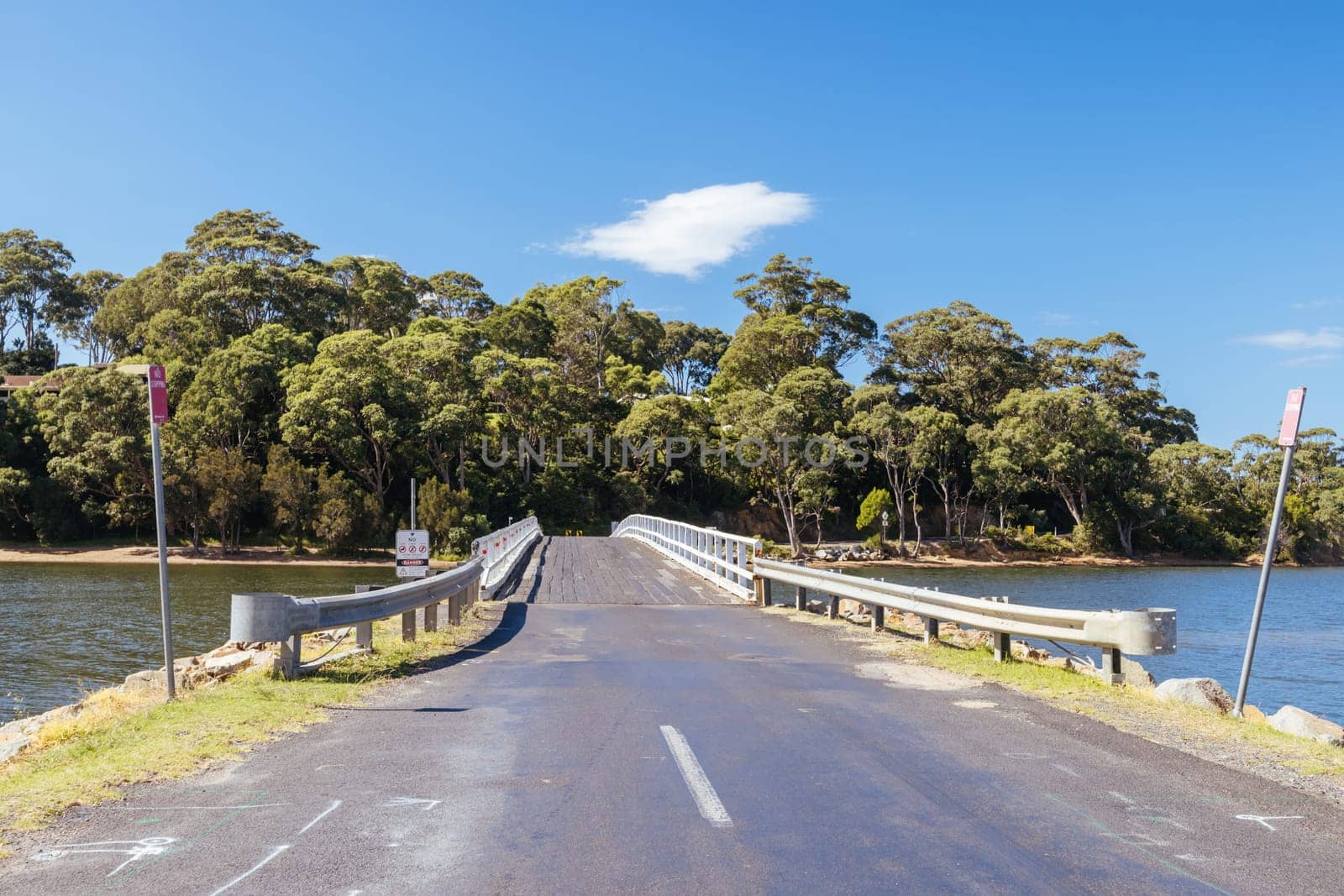 Wallaga Lake bridge and surrounding landscape in Bega Shire, New South Wales, Australia