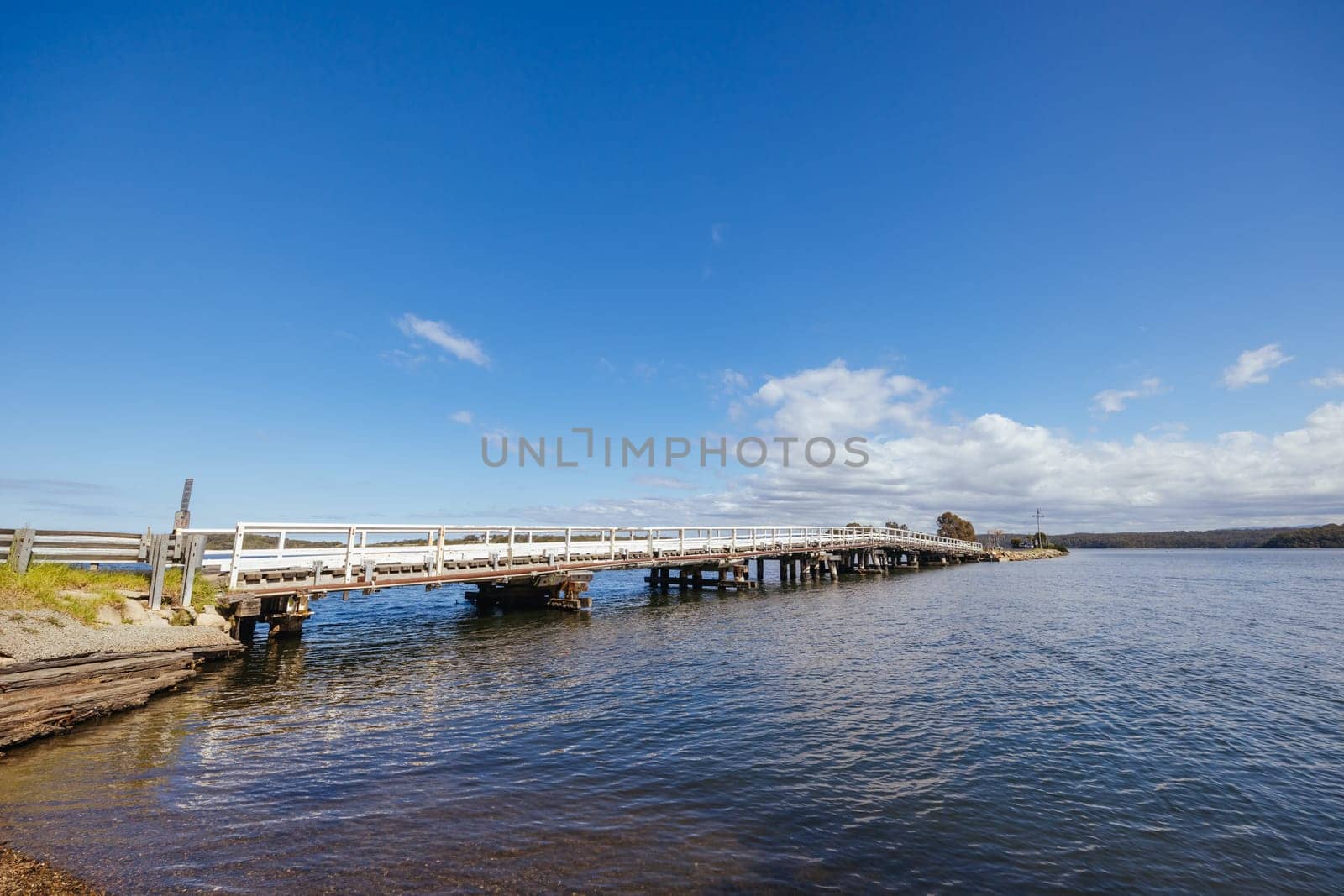 Wallaga Lake bridge and surrounding landscape in Bega Shire, New South Wales, Australia