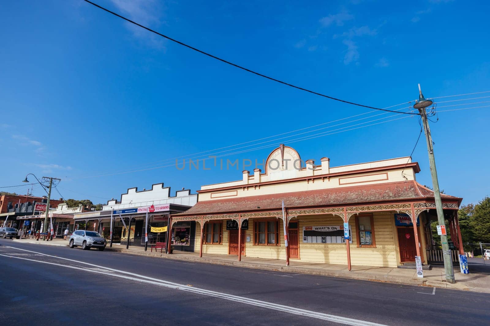 PAMBULA, AUSTRALIA - MARCH 29 2024: The quaint township of Pambula on a cool autumn afternoon in Sapphire Coast, New South Wales, Australia