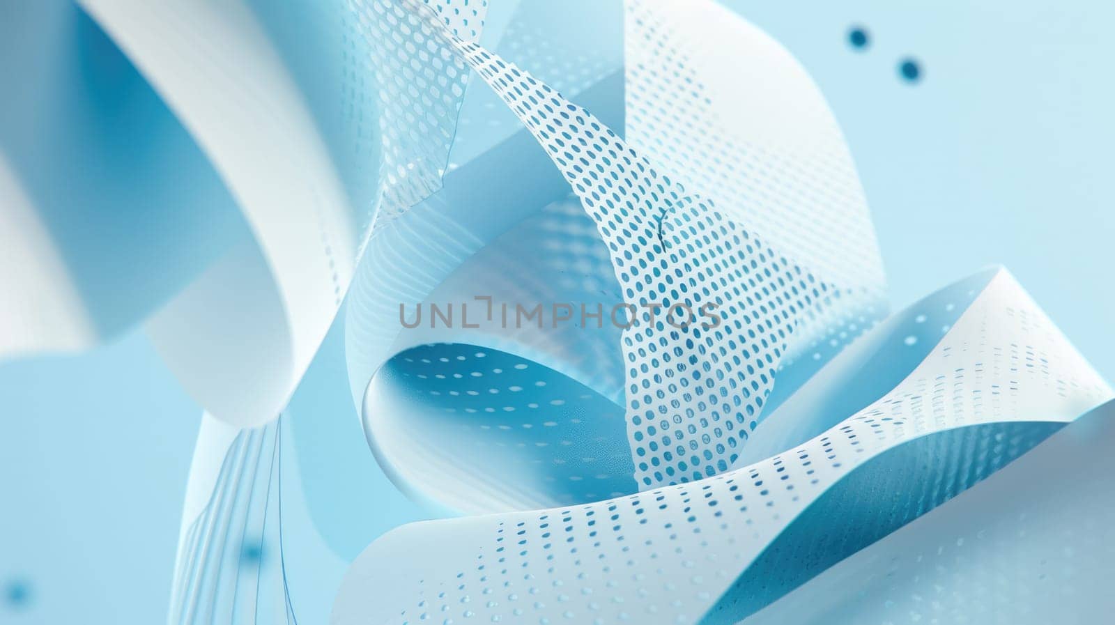 Blue and white abstract waves with polka dots. AIG51A.