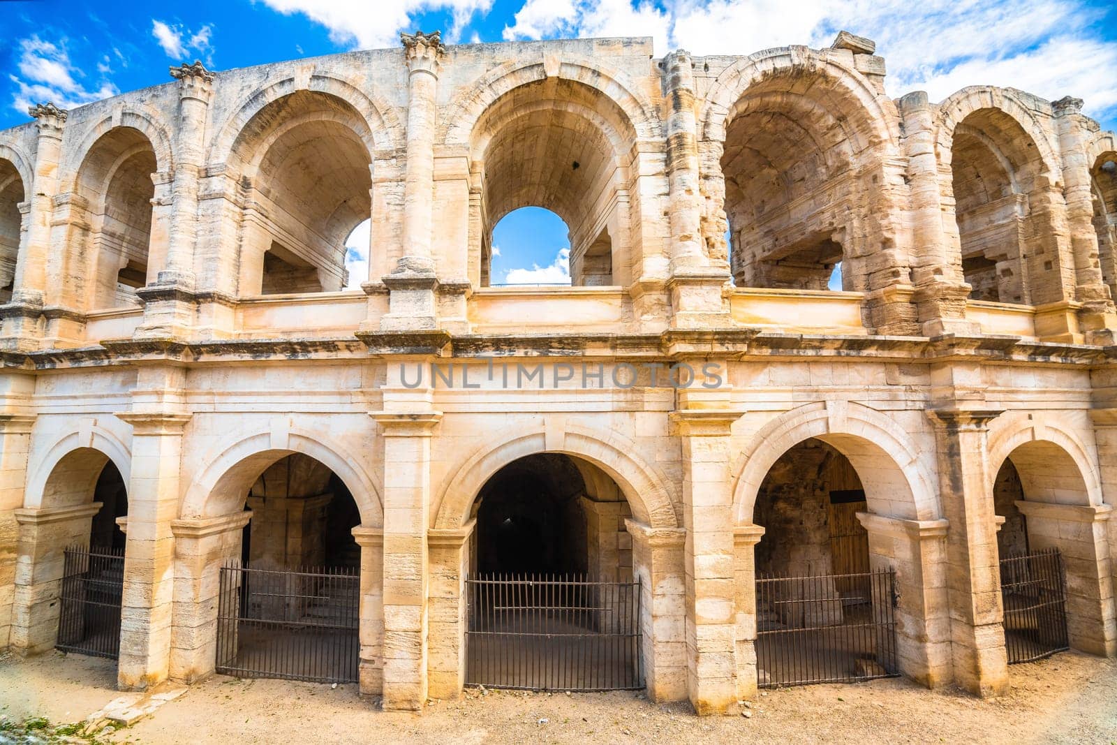 Arles Amphitheatre historic architecture view, South of France