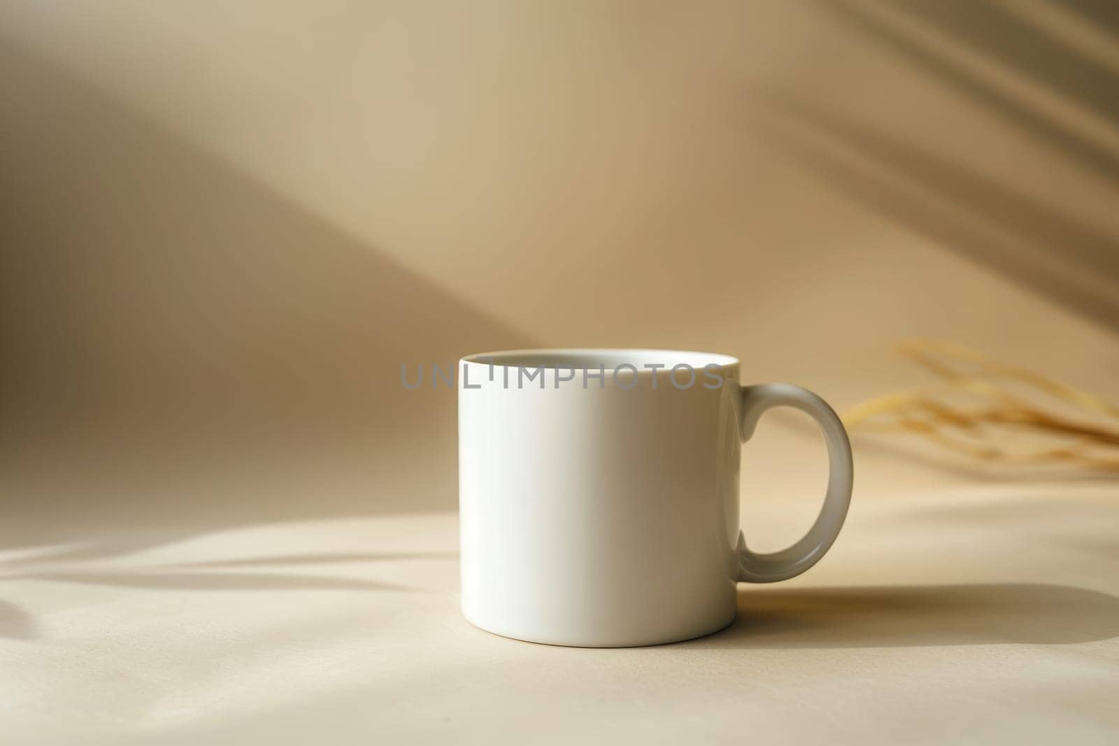 A white mug mock up blank template for your design advertising logo, White mug mock up in minimalist style.