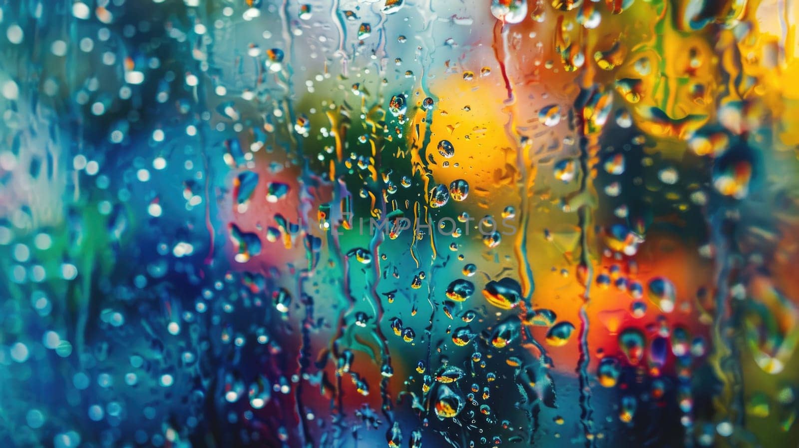 The blurry image captures the atmosphere as rain drops cling to a window, creating a pattern of circles. The organism provides a unique perspective on the astronomical object outside AIG50