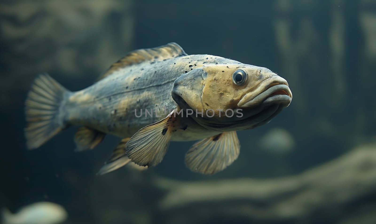 Detail view of a fish swimming in the water. Selective focus.