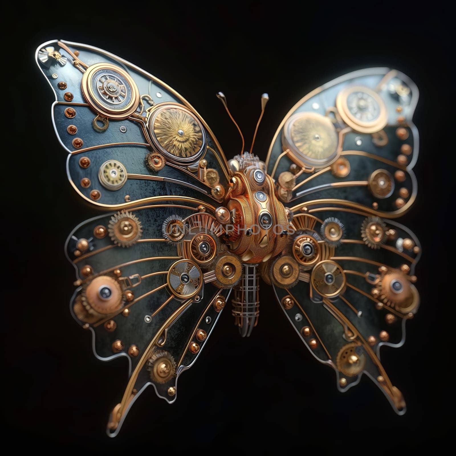 Mechanical butterfly on a dark background. by Fischeron
