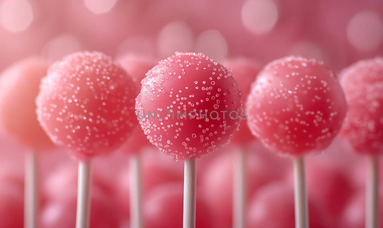 Pink Cake Pops on Pink Background. Selective focus.