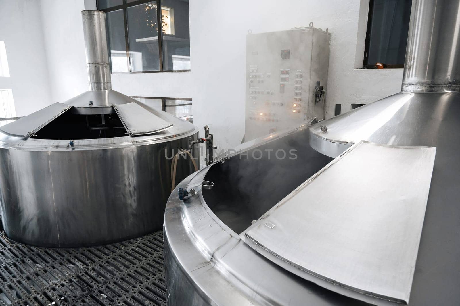 beer production plant. interior of a modern technological brewery