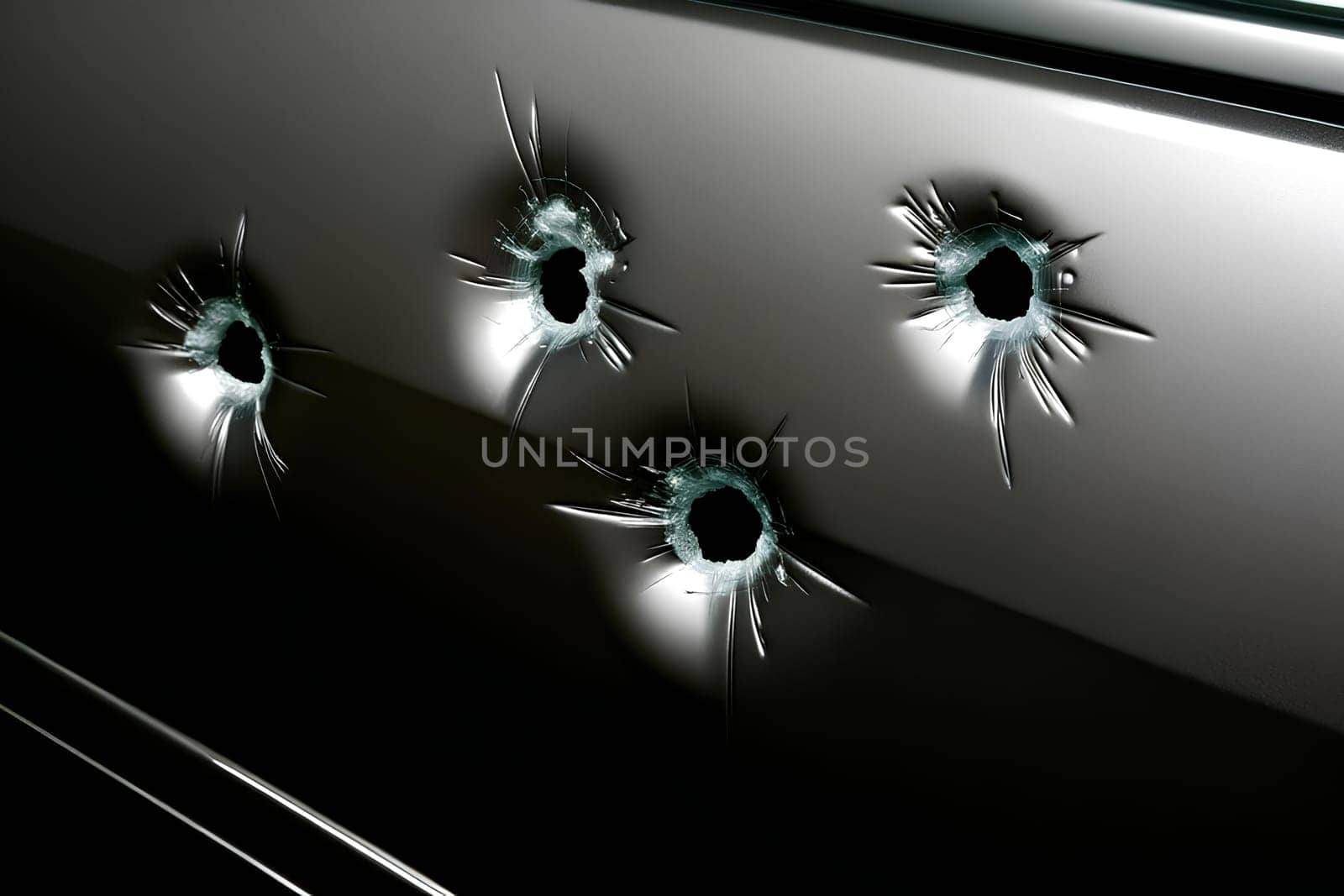 bullet holes in the car door close up by Annado