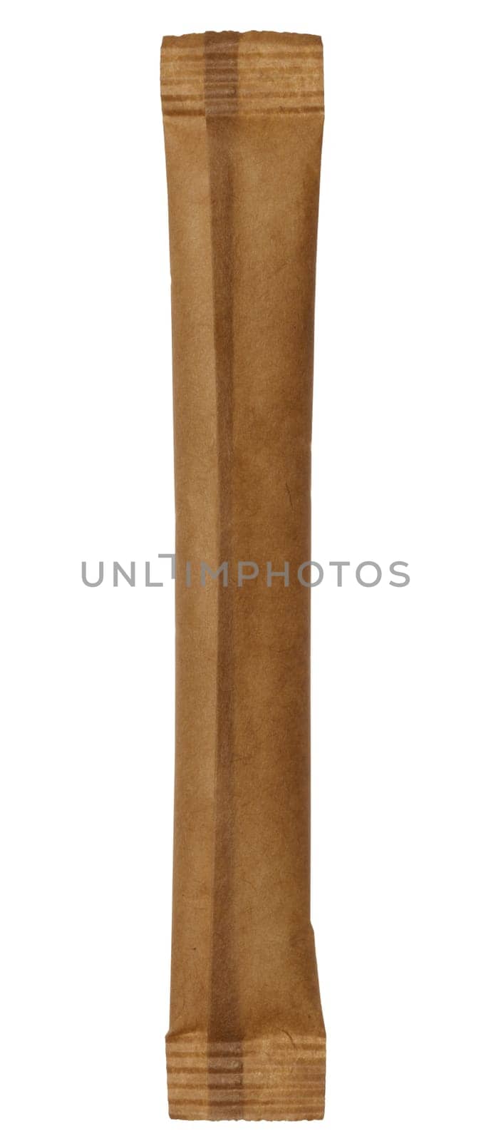 Brown paper sachet for bulk products, bulk medicines on an isolated background, top view