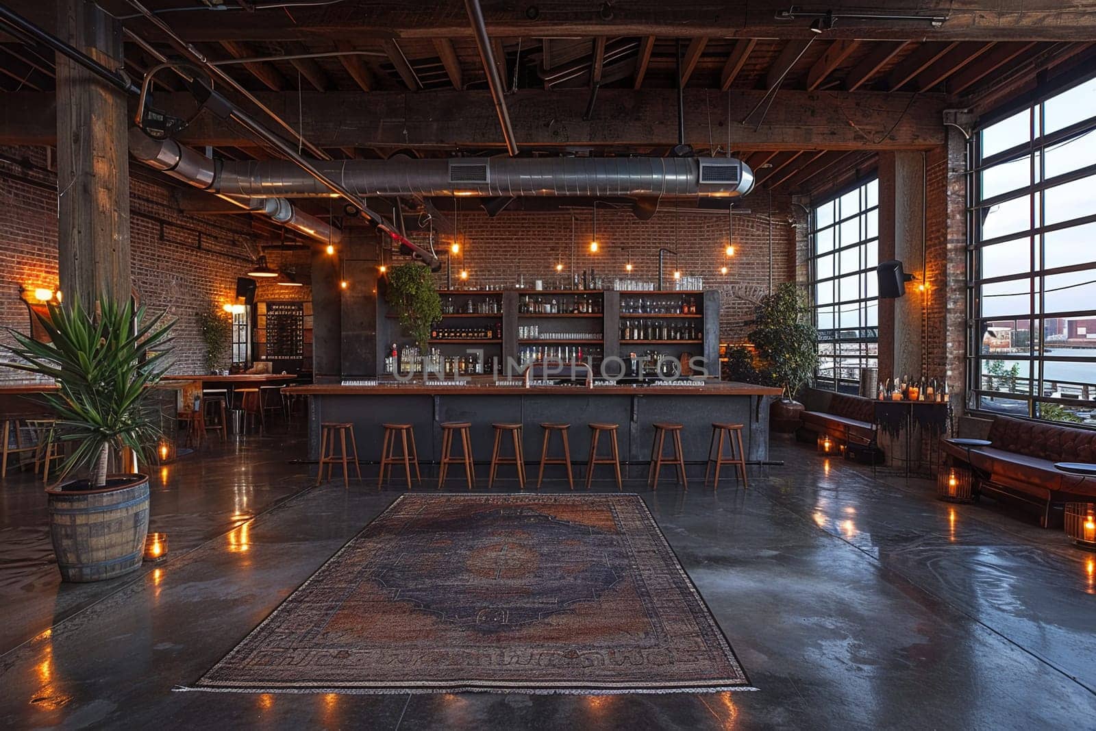 Industrial chic event space with raw textures and flexible layouts by Benzoix